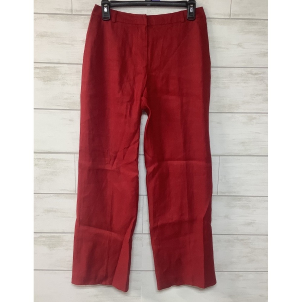 Talbots Petites Women's Red Linen Pants Size 4 Lined